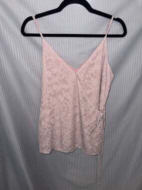 Allie Rose Blush Pink Jacquard Floral Side-Tie Wrap Cami Top